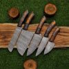 5PCS Damascus Steel Chef set with Brown&Black Handle