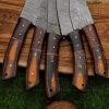 5PCS Damascus Steel Chef set with Brown&Black Handle