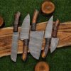 5PCS Damascus Steel Chef set with Brown&Black Handle