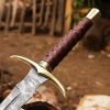 DAMASCUS SWORD WITH LEATHER HANDLE