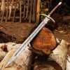 DAMASCUS SWORD WITH LEATHER HANDLE