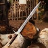 DAMASCUS SWORD WITH LEATHER HANDLE