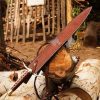 DAMASCUS SWORD WITH LEATHER HANDLE