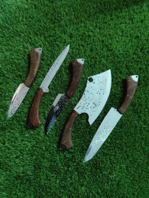 Handmade Kitchen Knife Set – High Carbon Steel Chef Knives with Wooden Handles | Butcher, Cleaver, Utility & Cooking Knives