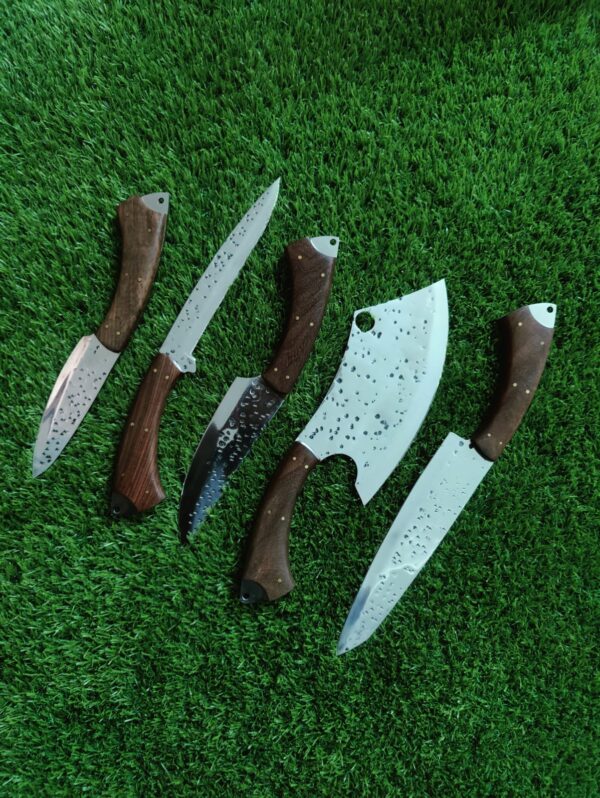 Handmade Kitchen Knife Set – High Carbon Steel Chef Knives with Wooden Handles | Butcher, Cleaver, Utility & Cooking Knives